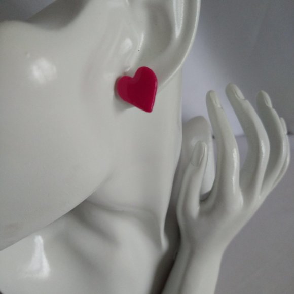 Handmade pink polymer clay earrings. Boucles d'oreilles fait à la main - Picture 2 of 7